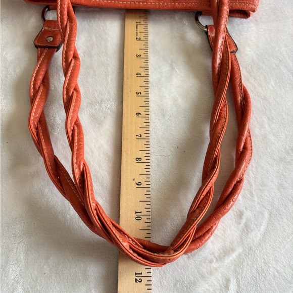Vintage Tote Handbag Elegant Orange Women's Leather RN#108833 - Picture 3 of 16